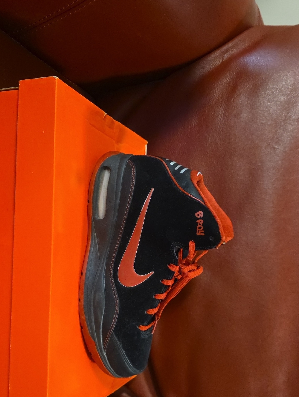 Nike Black and Orange Mid-Top Sneakers